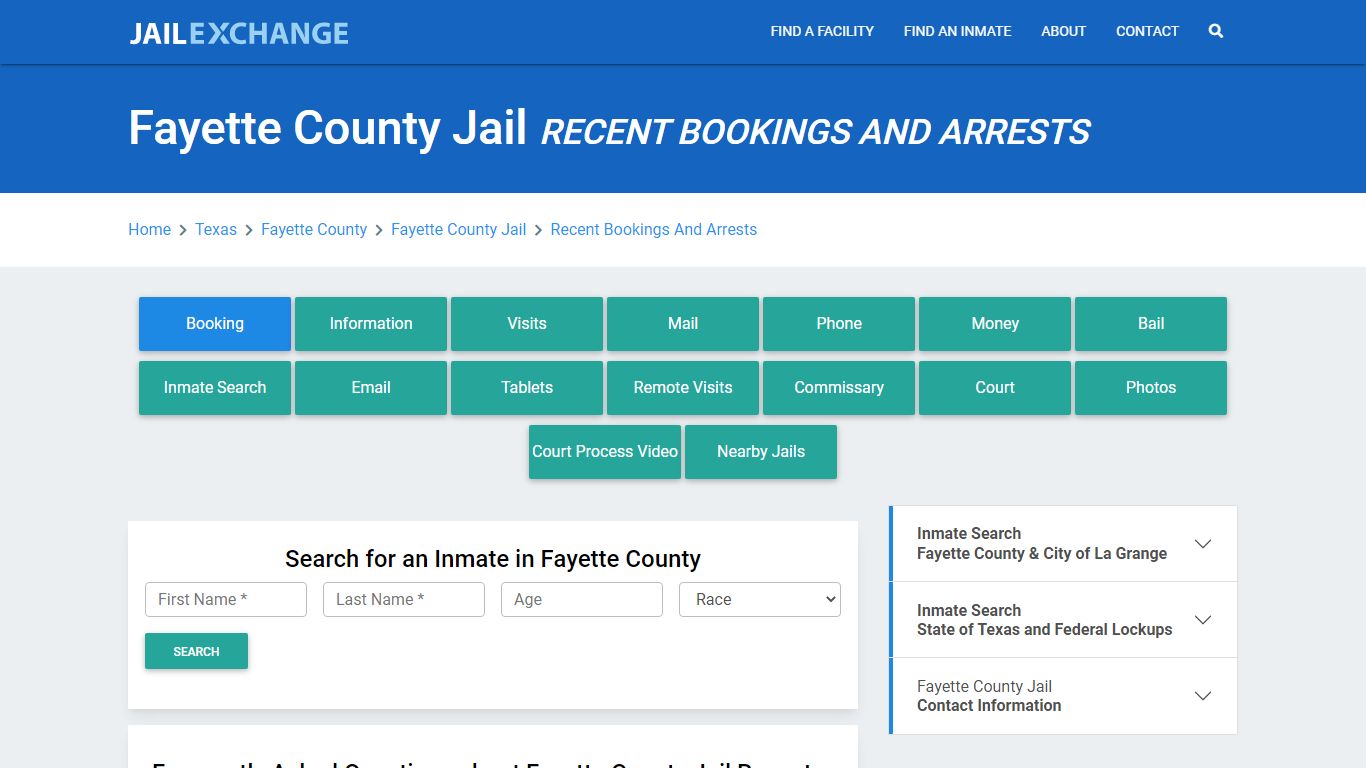 Fayette County Jail Recent Bookings And Arrests - Jail Exchange